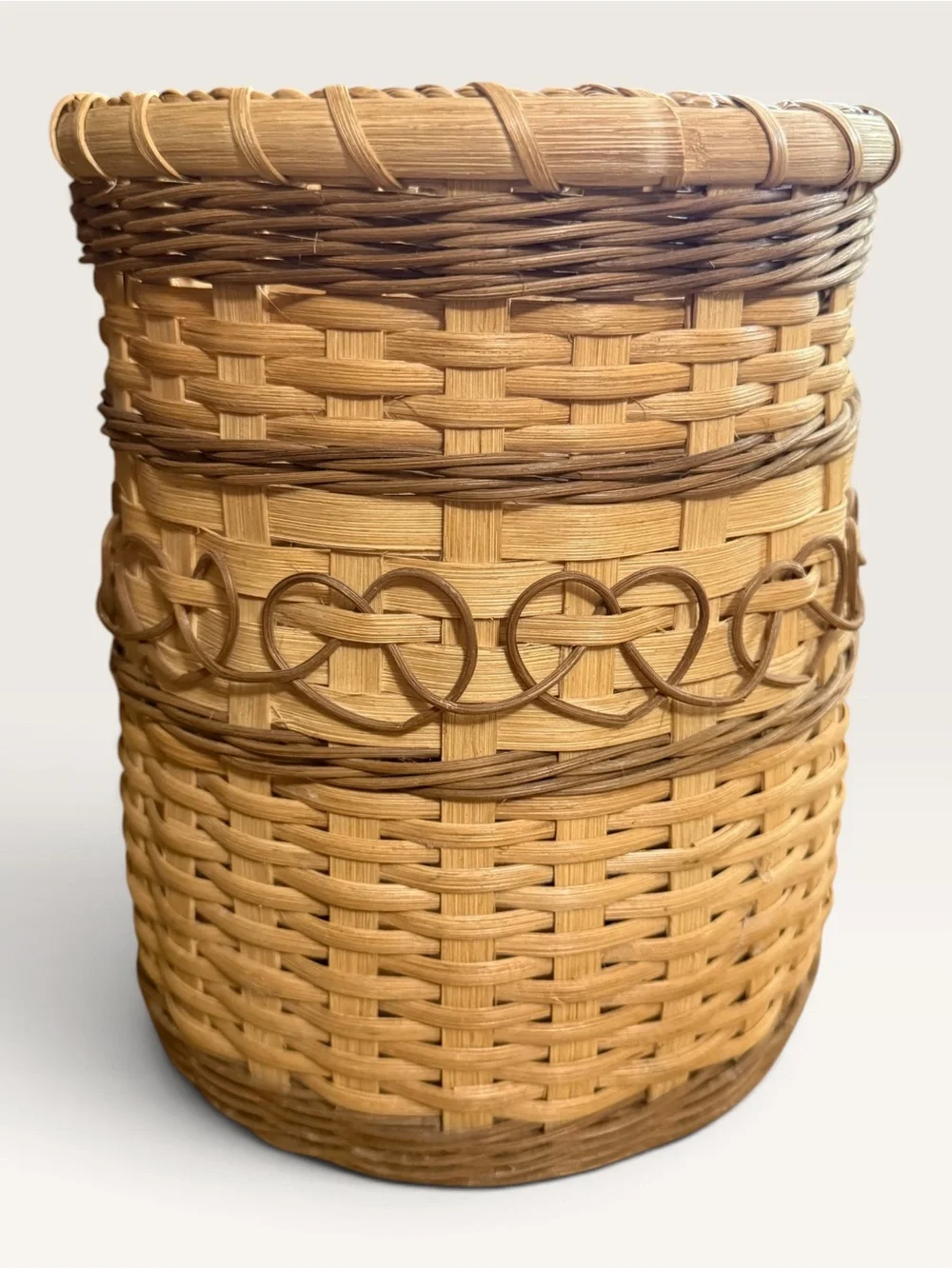 Cylindrical Hand-Woven Basket